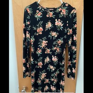 Black floral long sleeve dress